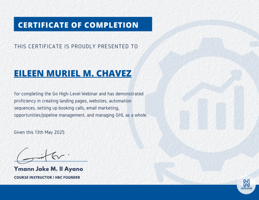 Home eileen muriel ghl certificate